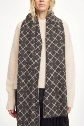 Ortega cashmere-blend scarf, Grey brown mel
