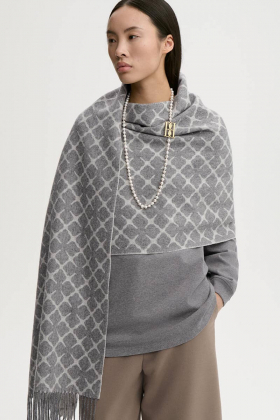 Ortega cashmere-blend scarf, Grey melange