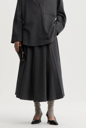 Eden organic cotton maxi skirt, Dark grey melange