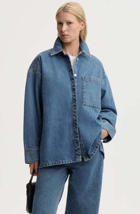 Dea organic cotton denim shirt, Mid denim blue
