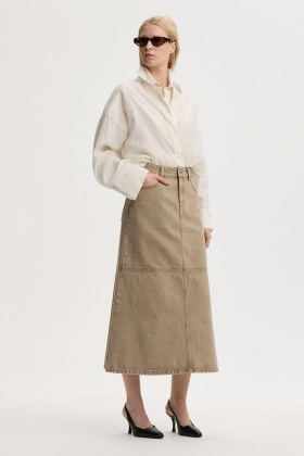 Solene denim skirt, Toasted coconut