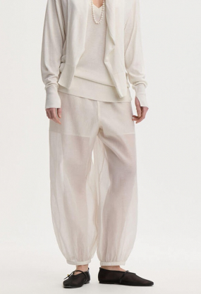 Lumas silk organza trousers, Soft White