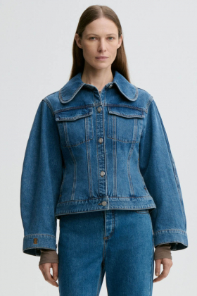 Villies Organic Cotton Denim Jacket, Mid Denim Blue