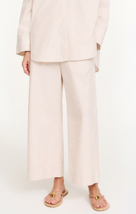 Mirabello organic cotton trousers, Dark sand stripe