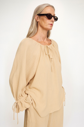 Rose Weave blouse, Dark sand