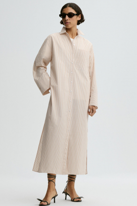 Perroti organic cotton maxi dress, Dark sand stripe