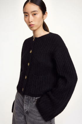 Cierrou Rib Cardigan, Black