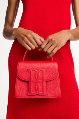 Ramil Leather Shoulder Bag, Tango Red