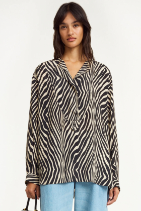 Fayette Silk-Blend Shirt, Zebra