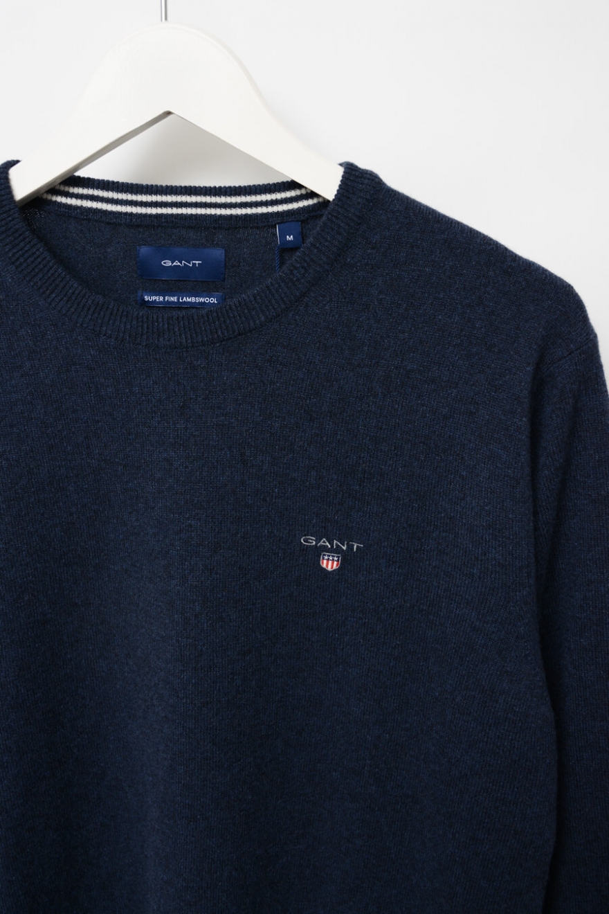 GANT HERR | Superfine Lambswool Crew, Dark Navy | Tröjor Herr GANT HERR | Superfine Lambswool Crew, Dark Navy | Tröjor Herr