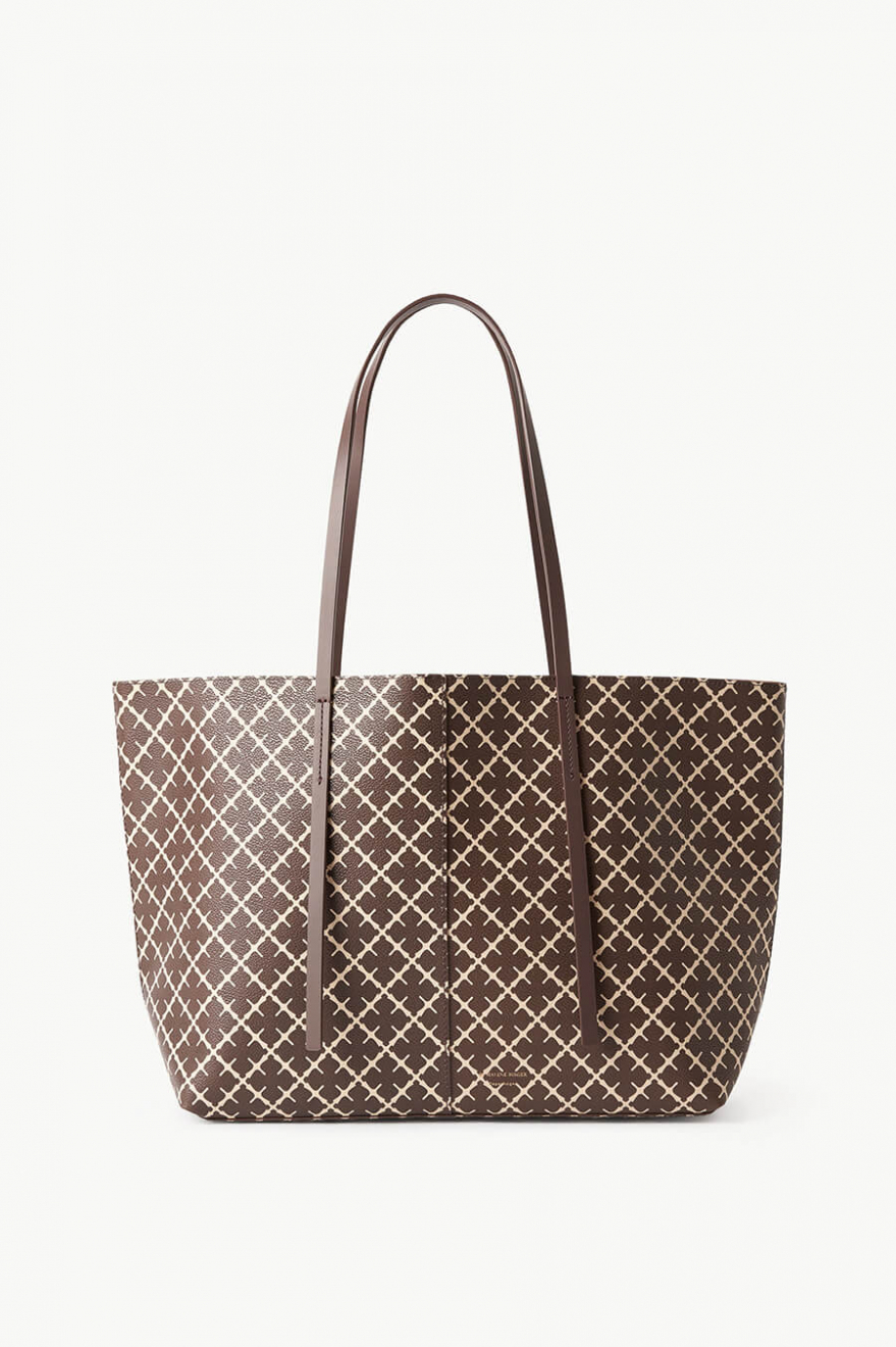 Abigail printed tote bag Warm brown